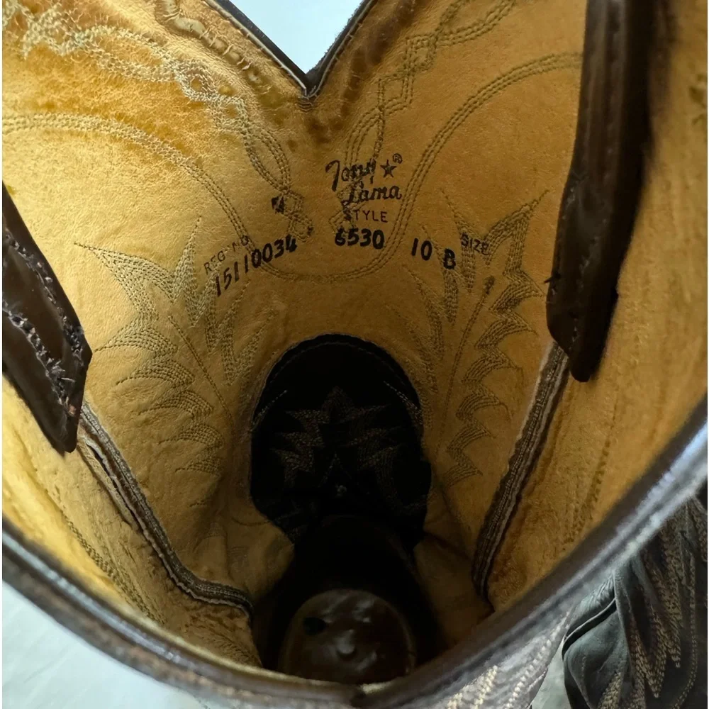 Tony Lama Black Label 6530 Western Cowboy Boots Brown Leather Men's Size 10B
